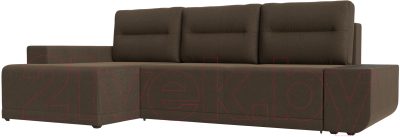 Диван угловой Лига Диванов Чикаго левый / 110774 (рогожка коричневый)
