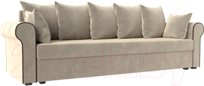 Диван Mebelico Рейн / 112554 (микровельвет бежевый/кант коричневый)