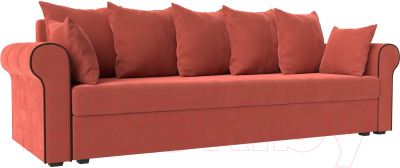 Диван Mebelico Рейн / 112558 (микровельвет коралловый/кант коричневый)