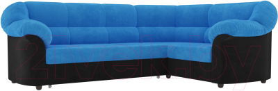Диван угловой Лига Диванов Карнелла правый / 60277 (велюр голубой/черный)