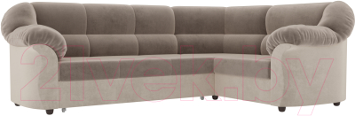 Диван угловой Лига Диванов Карнелла правый / 60278 (велюр коричневый/бежевый)