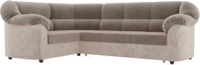 Диван угловой Лига Диванов Карнелла левый / 60278 (велюр коричневый/бежевый)