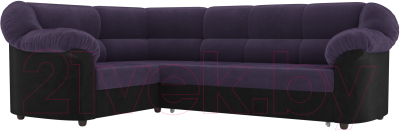 Диван угловой Лига Диванов Карнелла левый / 60281 (велюр фиолетовый/черный)