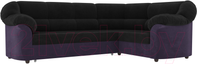 Диван угловой Лига Диванов Карнелла правый/ 60284 (велюр черный/фиолетовый)