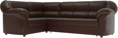 Диван угловой Лига Диванов Карнелла левый / 60290  (экокожа коричневый)