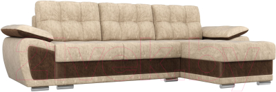 Диван угловой Лига Диванов Нэстор правый / 31522 (велюр бежевый/коричневый)