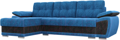 Диван угловой Лига Диванов Нэстор левый / 31523 (велюр голубой/черный)