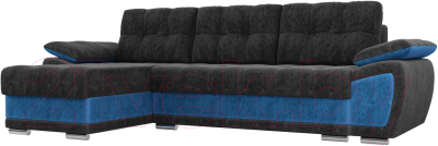 Диван угловой Лига Диванов Нэстор левый / 31526 (велюр черный/голубой)
