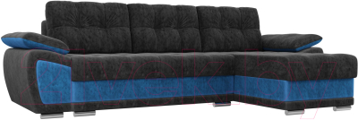 Диван угловой Лига Диванов Нэстор правый / 31526 (велюр черный/голубой)
