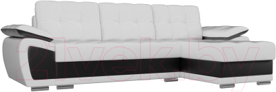 Диван угловой Лига Диванов Нэстор правый / 100429 (экокожа белый/черный)