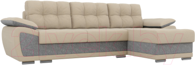 Диван угловой Лига Диванов Нэстор правый / 100417 (рогожка бежевый/серый)