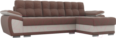 Диван угловой Лига Диванов Нэстор правый / 100420 (рогожка коричневый/бежевый)