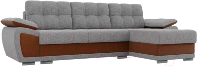 Диван угловой Лига Диванов Нэстор правый / 100424 (рогожка серый/коричневый)
