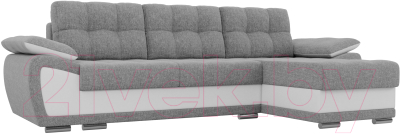 Диван угловой Лига Диванов Нэстор правый / 100425 (рогожка серый/экокожа белый)