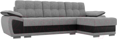 Диван угловой Лига Диванов Нэстор правый / 100426 (рогожка серый/экокожа черный)