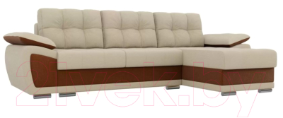 Диван угловой Лига Диванов Нэстор правый / 100419 (рогожка бежевый/коричневый)