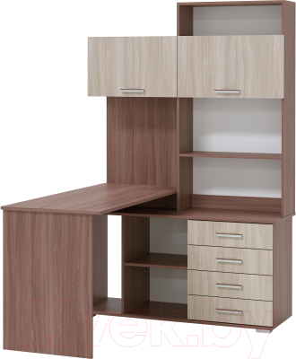 Письменный стол Памир ПКС-11 левый (ясень шимо темный/ясень шимо светлый)