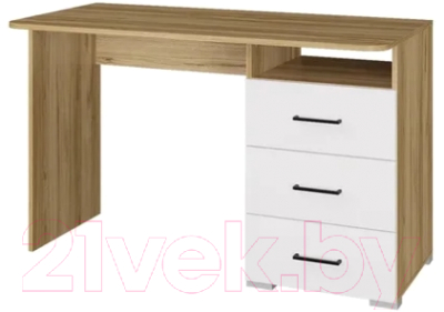 Письменный стол Горизонт Мебель Лайт 1200 3 ящика (белый/крафт золотой)