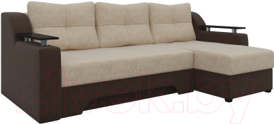 Диван угловой Mebelico Сенатор 145 правый (вельвет, бежевый/коричневый)
