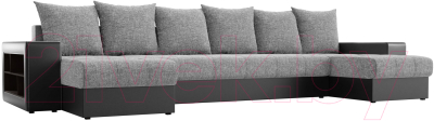 Диван П-образный Mebelico Дубай 154 / 60721 (рогожка серый/экокожа черный)