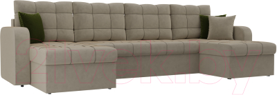 Диван П-образный Mebelico Ливерпуль 155 / 60626 (микровельвет, бежевый)