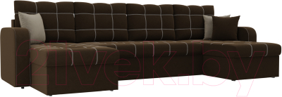 Диван П-образный Mebelico Ливерпуль 155 / 60628 (микровельвет, коричневый)