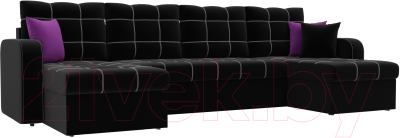 Диван П-образный Mebelico Ливерпуль 155 / 60630 (микровельвет, черный)