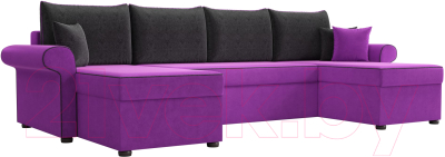 Диван П-образный Mebelico Милфорд 156 / 60835 (микровельвет фиолетовый, подушки черный)