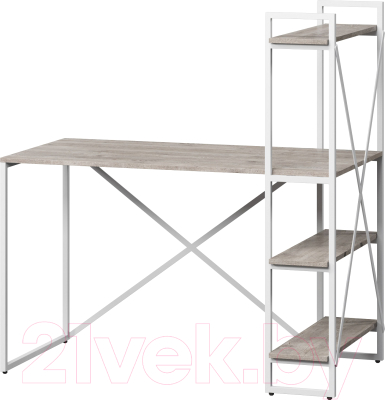 Письменный стол Loftyhome Мальборк Практик-П / 1627830 (смоук с белым основанием)