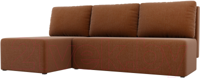 Диван угловой Mio Tesoro Берген 179 левый (рогожка, коричневый)