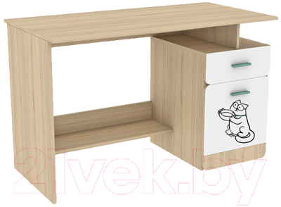 Письменный стол Аквилон Кот №17 (туя светлая/белый)