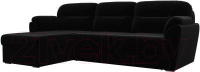 Диван угловой Лига Диванов Бостон левый / 100533 (велюр MR черный)