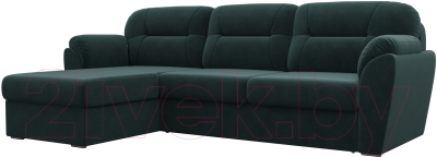 Диван угловой Лига Диванов Бостон левый / 100528 (велюр MR бирюзовый)
