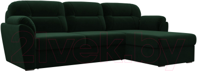 Диван угловой Лига Диванов Бостон правый / 100529 (велюр MR зеленый)