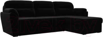 Диван угловой Лига Диванов Бостон правый / 100533 (велюр MR черный)