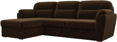 Диван угловой Лига Диванов Бостон левый / 100530 (велюр MR коричневый)