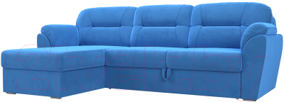 Диван угловой Лига Диванов Бостон левый / 100532  (велюр MR синий)