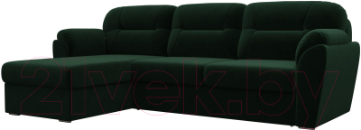 Диван угловой Лига Диванов Бостон левый / 100529 (велюр MR зеленый)