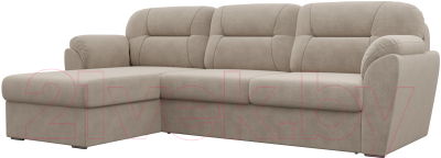 Диван угловой Лига Диванов Бостон левый / 100527 (велюр MR бежевый)