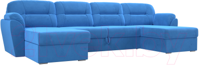Диван П-образный Лига Диванов Бостон / 100550 (велюр MR синий)