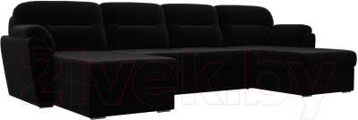 Диван П-образный Лига Диванов Бостон / 100551 (велюр MR черный)