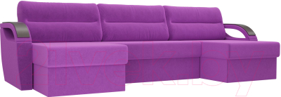 Диван П-образный Лига Диванов Форсайт / 100821 (микровельвет фиолетовый)