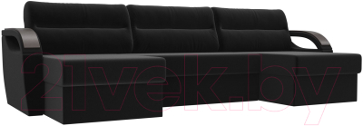 Диван П-образный Лига Диванов Форсайт / 100823 (микровельвет черный)