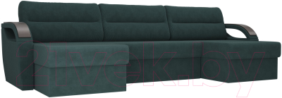 Диван П-образный Лига Диванов Форсайт / 100808 (велюр MR бирюзовый)