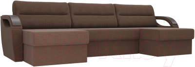 Диван П-образный Лига Диванов Форсайт / 101210 (рогожка коричневый)