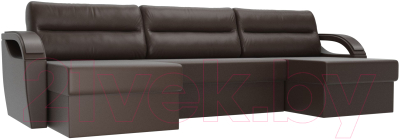 Диван П-образный Лига Диванов Форсайт / 100837 (экокожа коричневый)