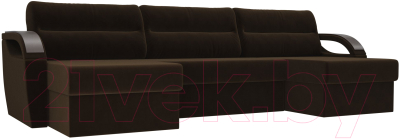 Диван П-образный Лига Диванов Форсайт / 100810 (велюр MR коричневый)