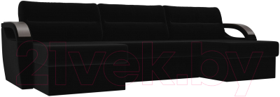 Диван П-образный Лига Диванов Форсайт / 100813 (велюр MR черный)