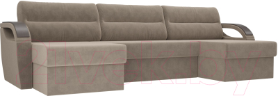 Диван П-образный Лига Диванов Форсайт / 100807 (велюр MR бежевый)