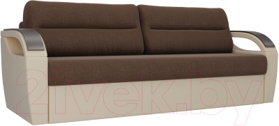 Диван Лига Диванов Форсайт / 100758 (рогожка коричневый/экокожа бежевый)